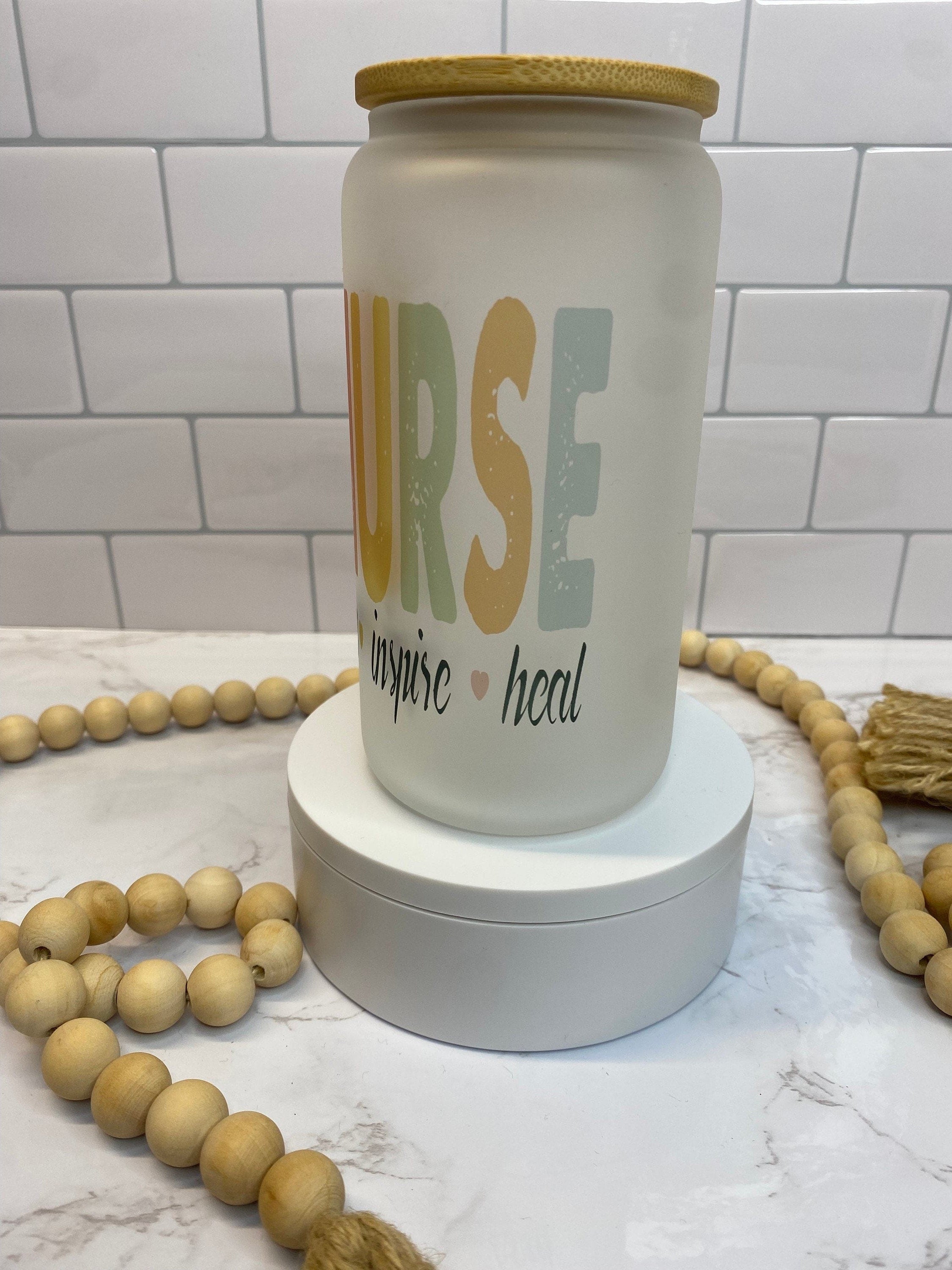 Nurse Themed Frosted Beer Can Glass