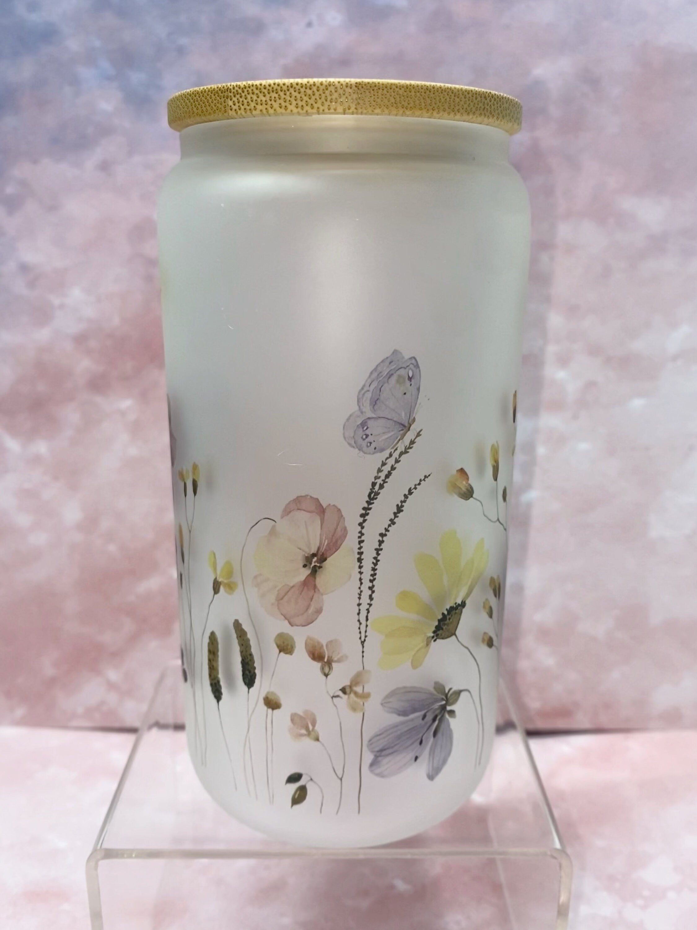 wildflower frosted beer glass
