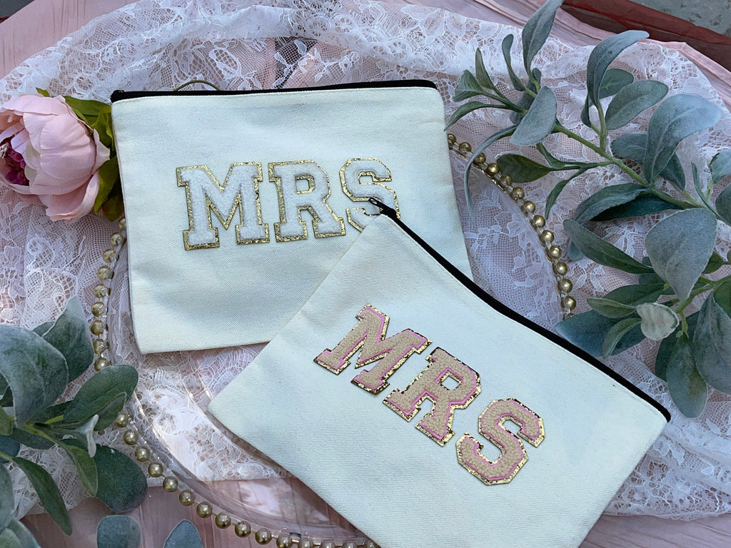 Chenille Patch Mrs. Cosmetic Bag (9x7 inches)