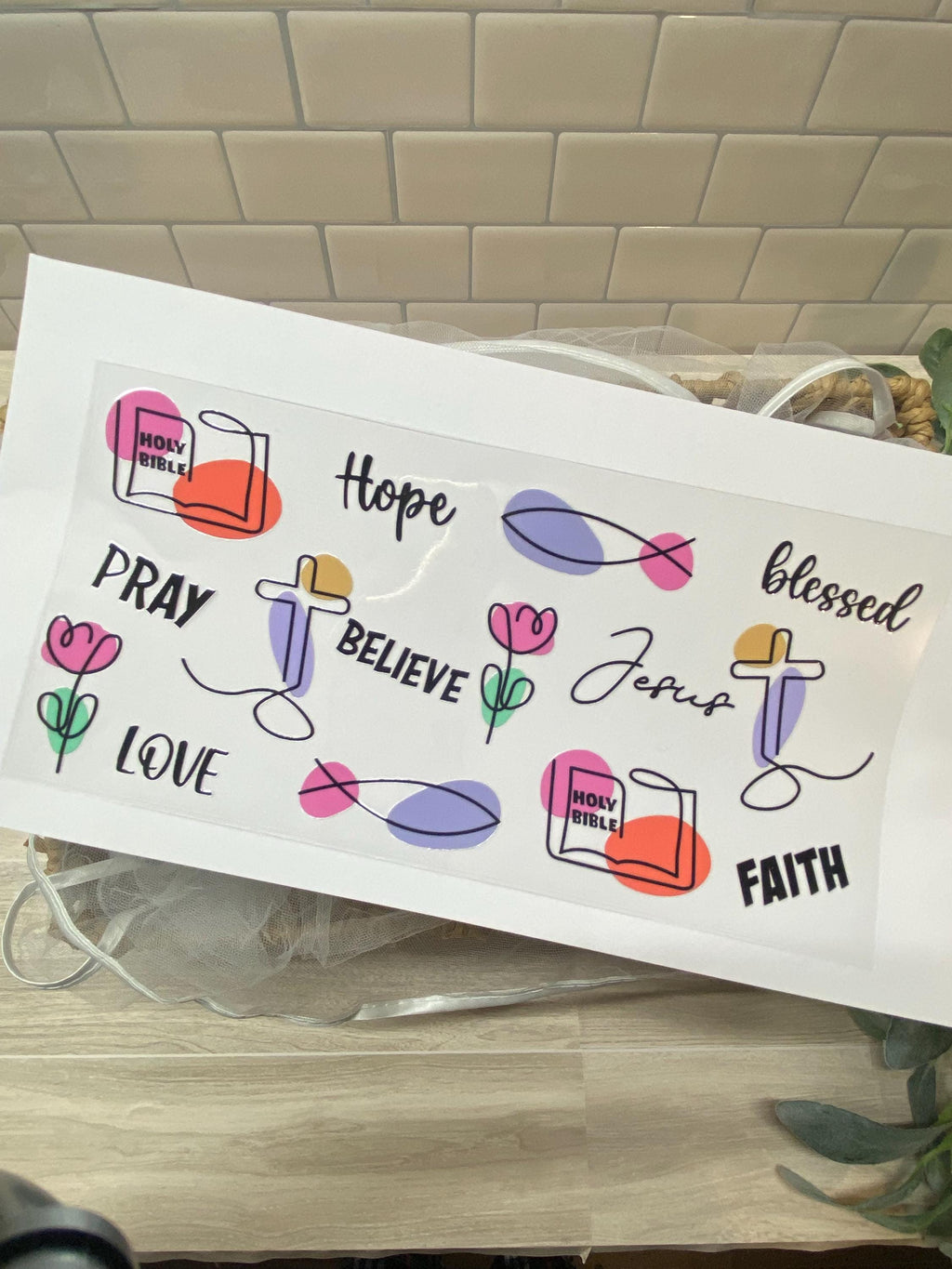 Christian UV DTF 16oz Glass Cup Wrap, Inspirational Faith Transfer