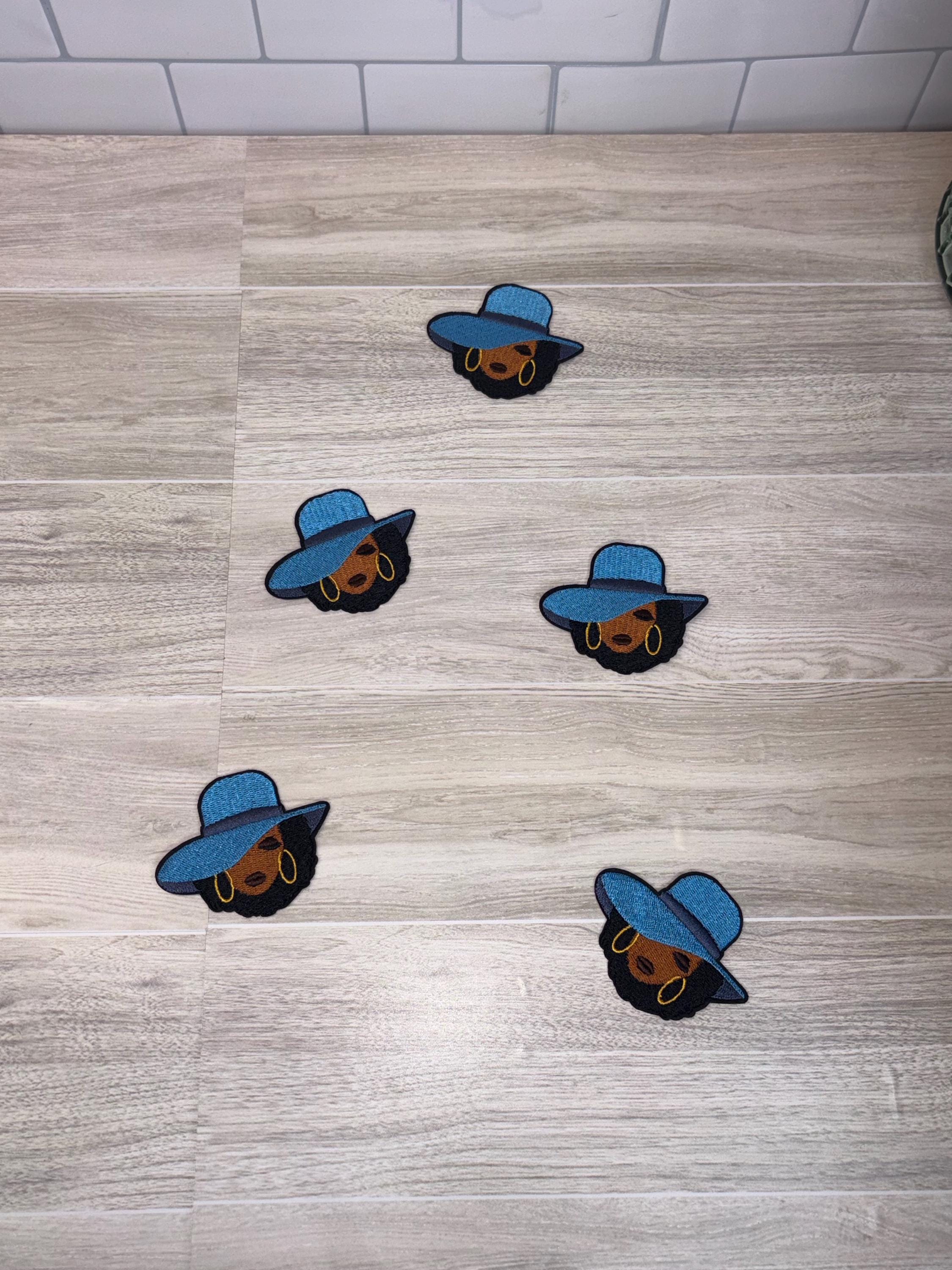 Black Woman Embroidery Patch – Chic Hat, Iron-On Applique