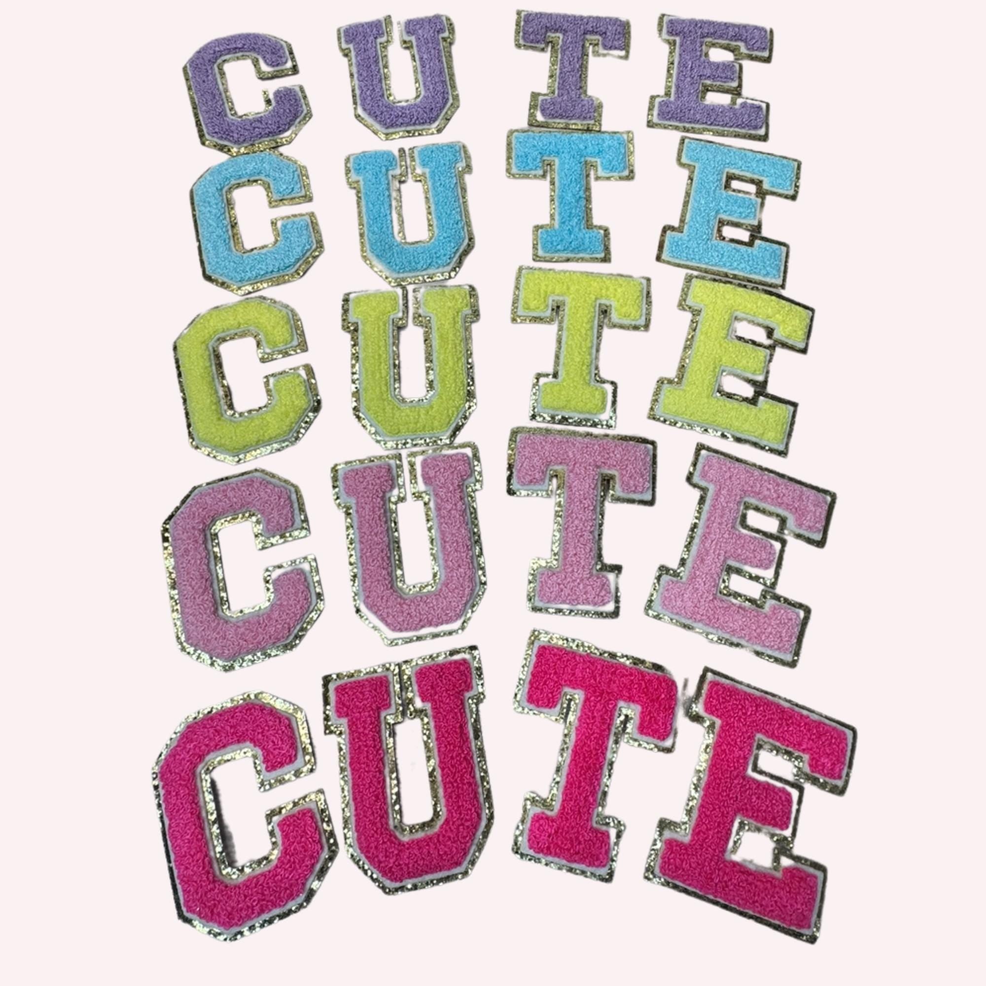 Chenille Letter Patch with Glitter Border: Iron-On Applique (3.1 inch)