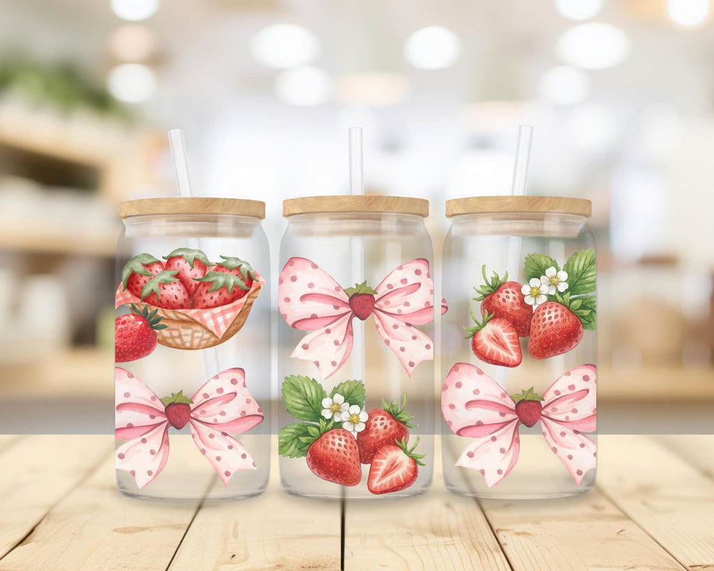 Strawberries & Bows UVDTF Cup Wrap – Sweet, Girly,  Berry Adorable