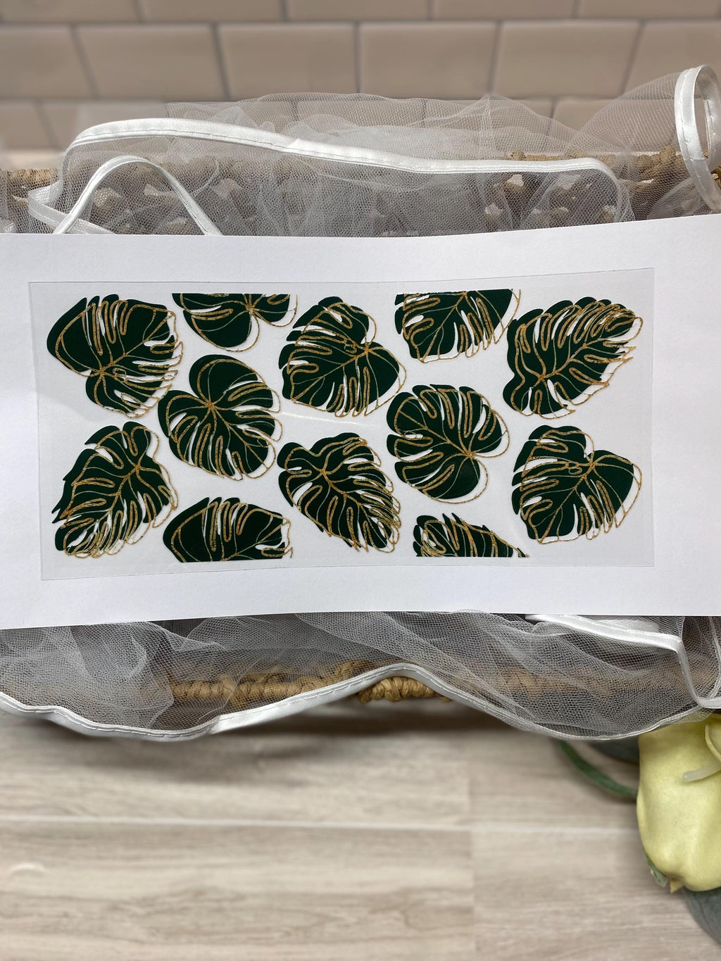 Monstera Green Leaves UV DTF 16oz Cup Wrap