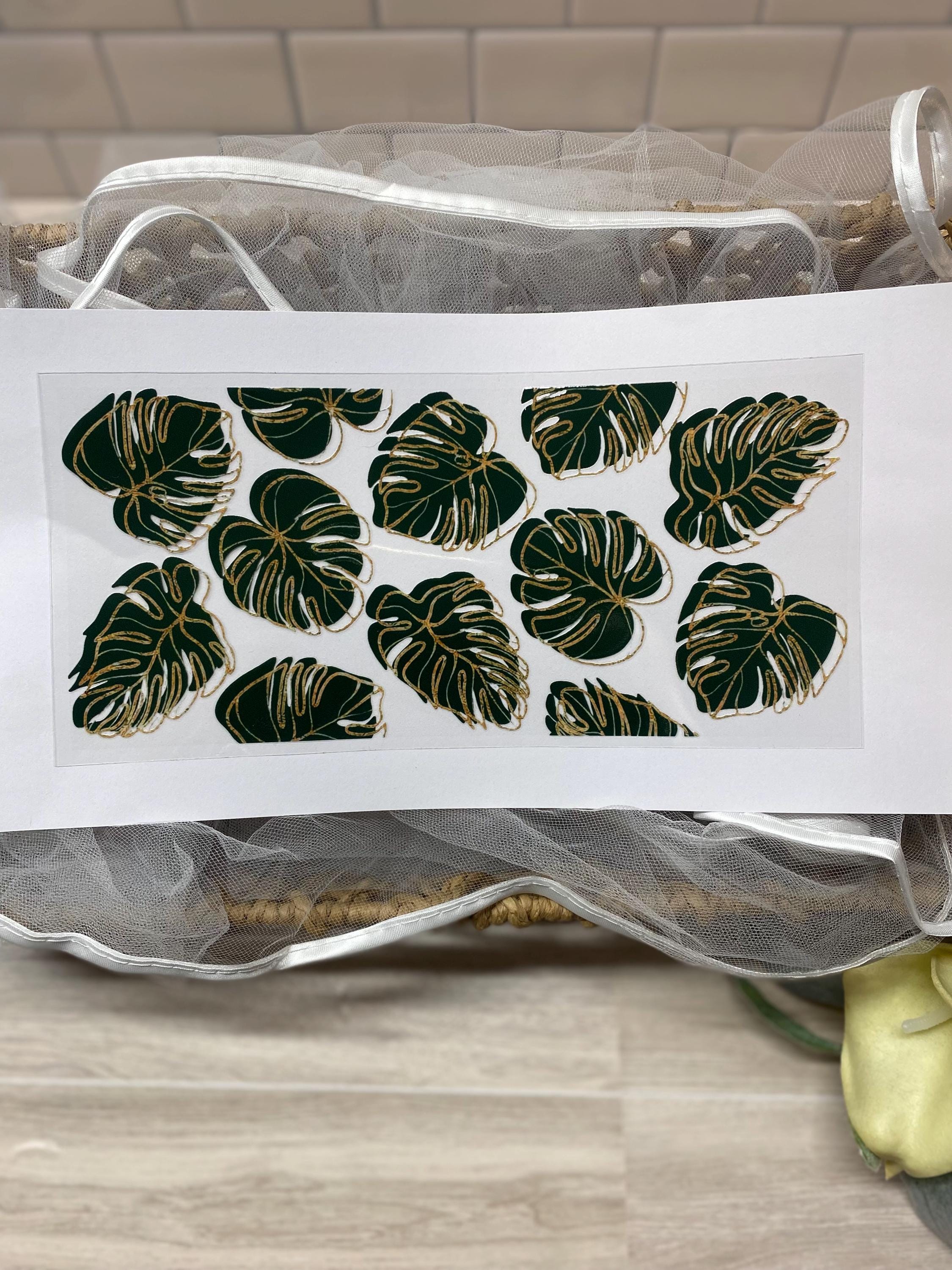 Monstera Green Leaves UV DTF 16oz Cup Wrap