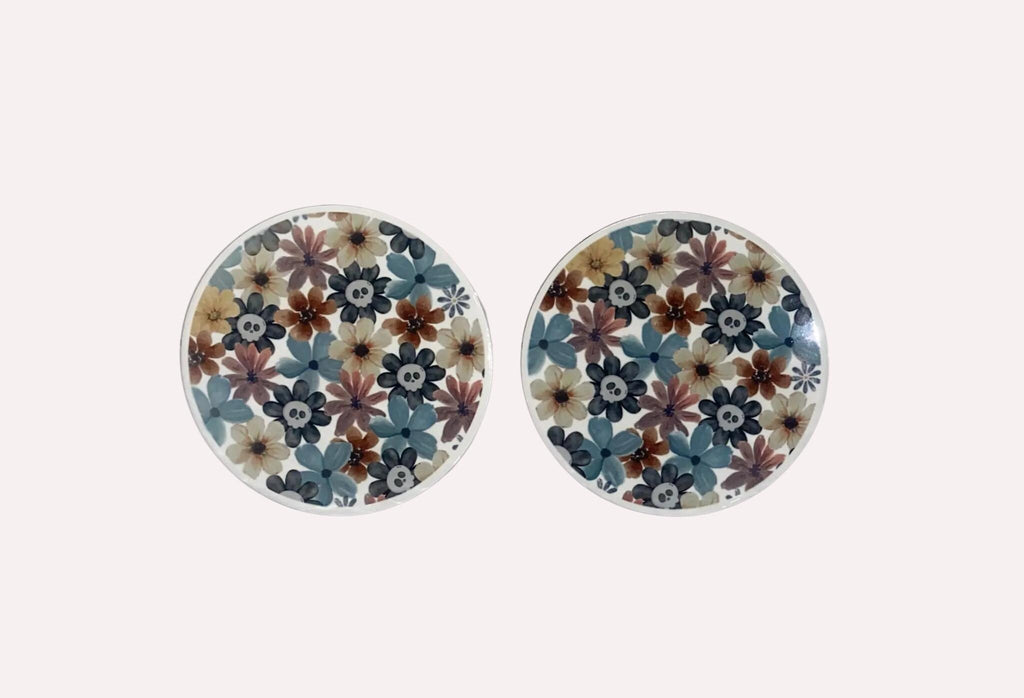 Fall Floral Skeleton Coasters: Spooky Halloween Decor, Set of 4