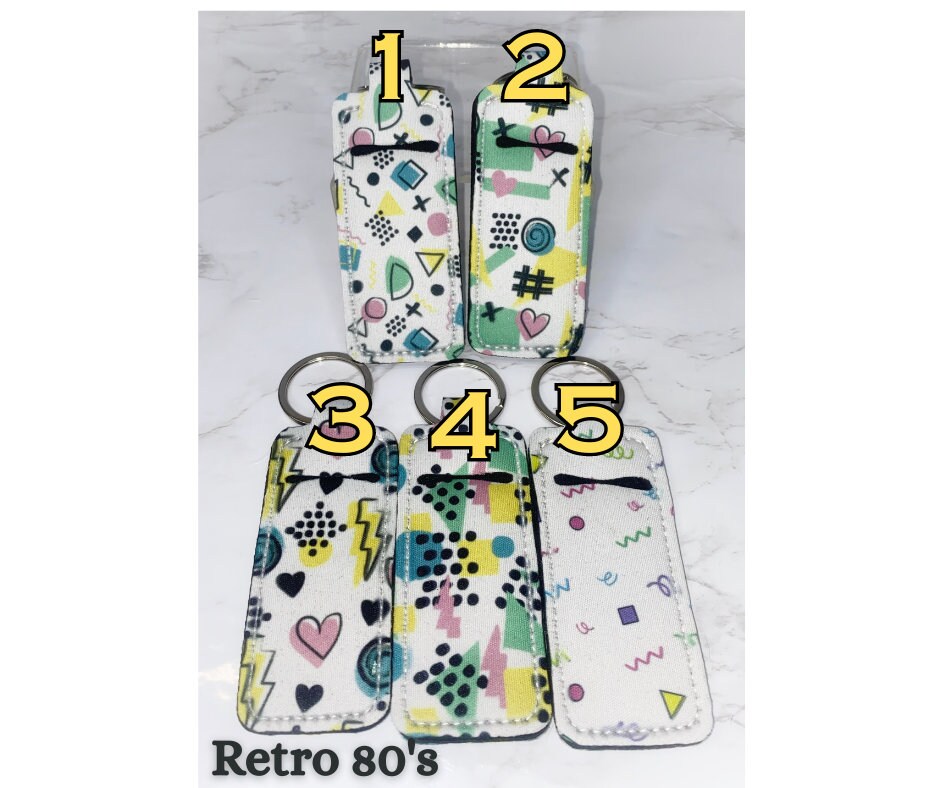 Retro Chapstick Holder Keychain: 80's & 90's Theme