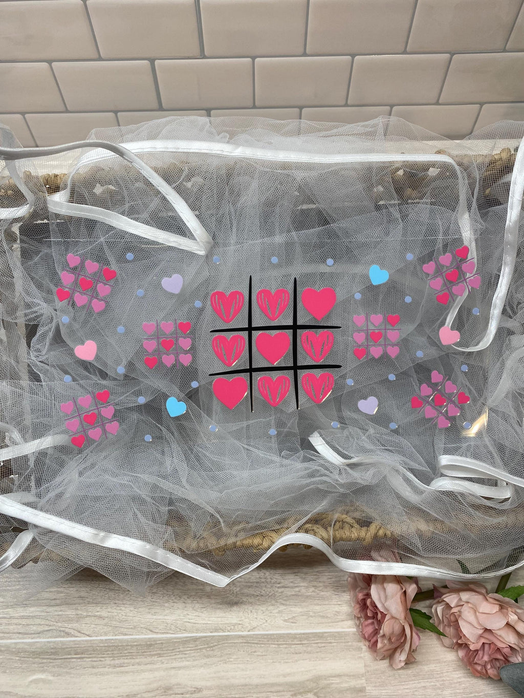 Valentine's Hearts Tic-Tac-Toe UV DTF 16oz Cup Wrap