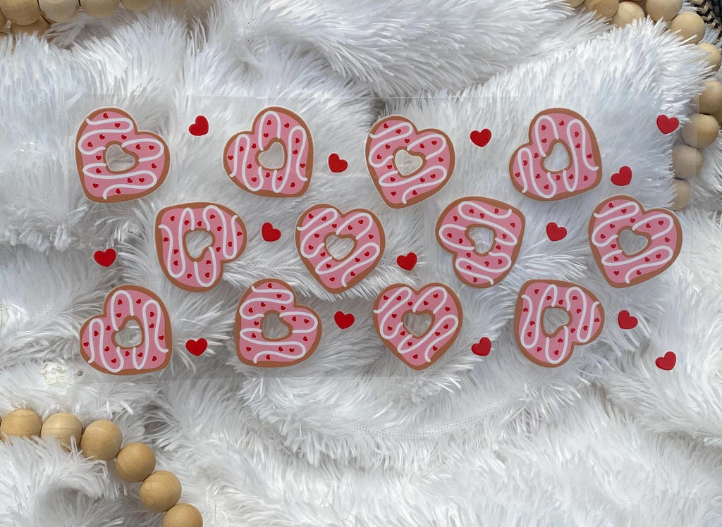 Heart Sprinkled Donut UV DTF Wrap: 16oz Tumbler Decal