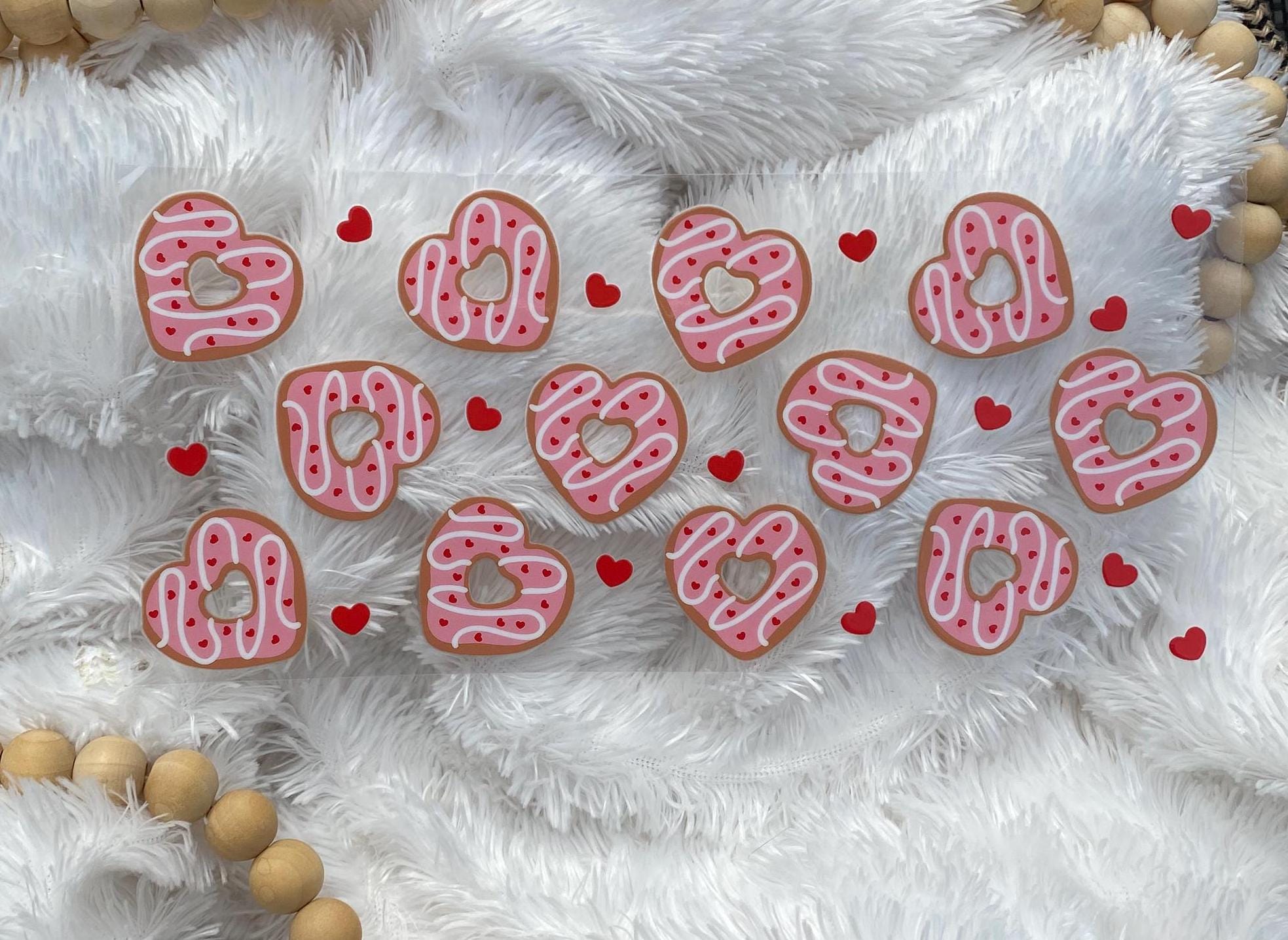 Heart Sprinkled Donut UV DTF Wrap: 16oz Tumbler Decal