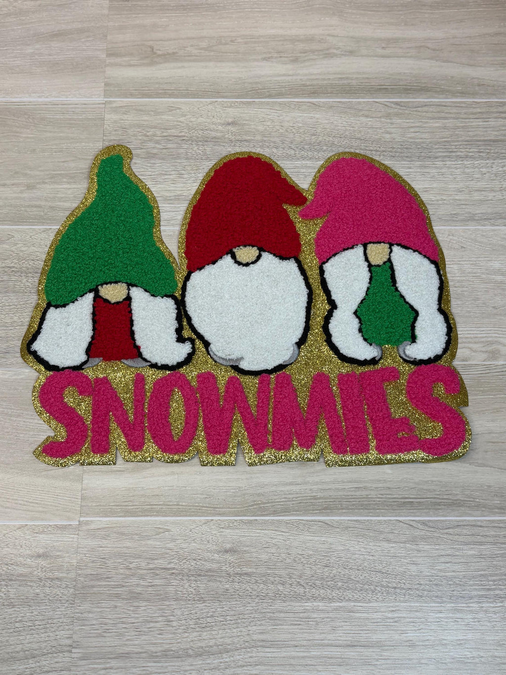 Gnomies Christmas Chenille Patch (9”) | Iron-On Holiday Applique