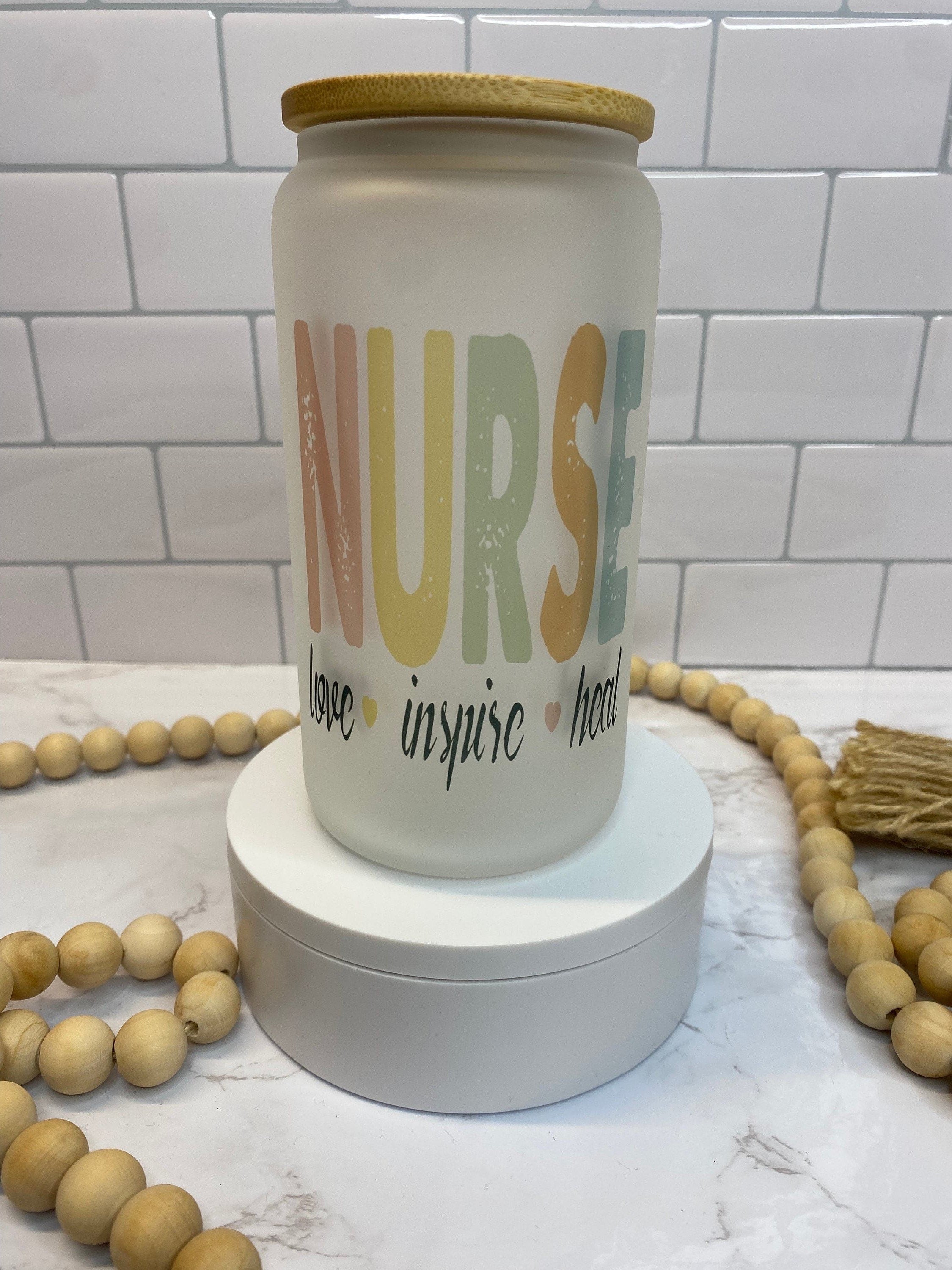 Nurse Themed Frosted Beer Can Glass