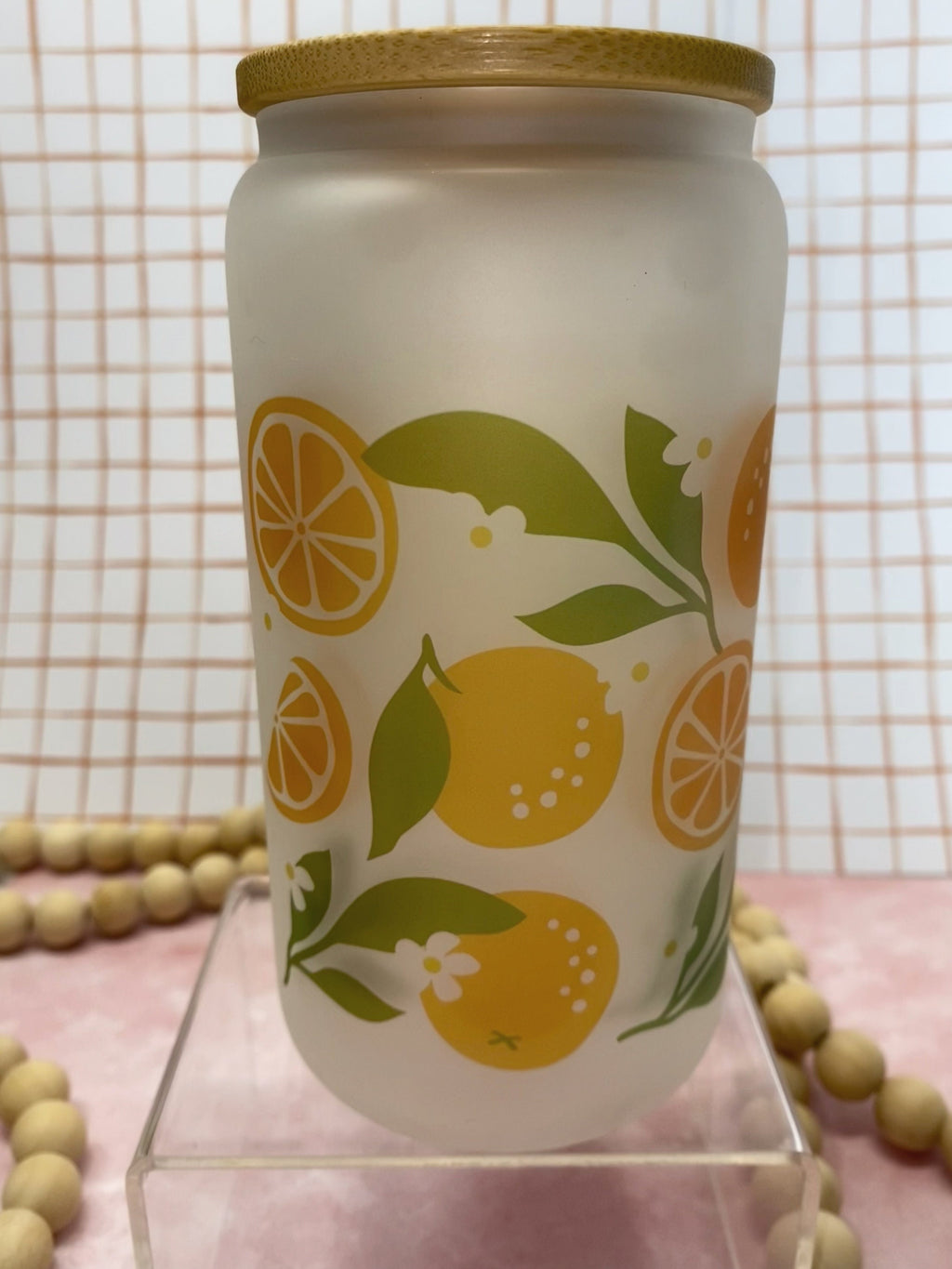 Frosted Beer Can Glass - Oranges themed