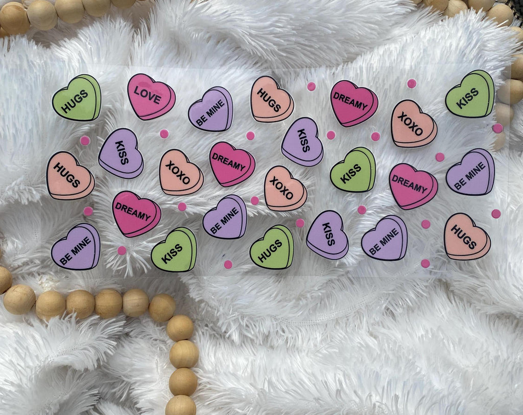 Pastel Hearts UV DTF Wrap: Valentines 16 oz Libbey Glass
