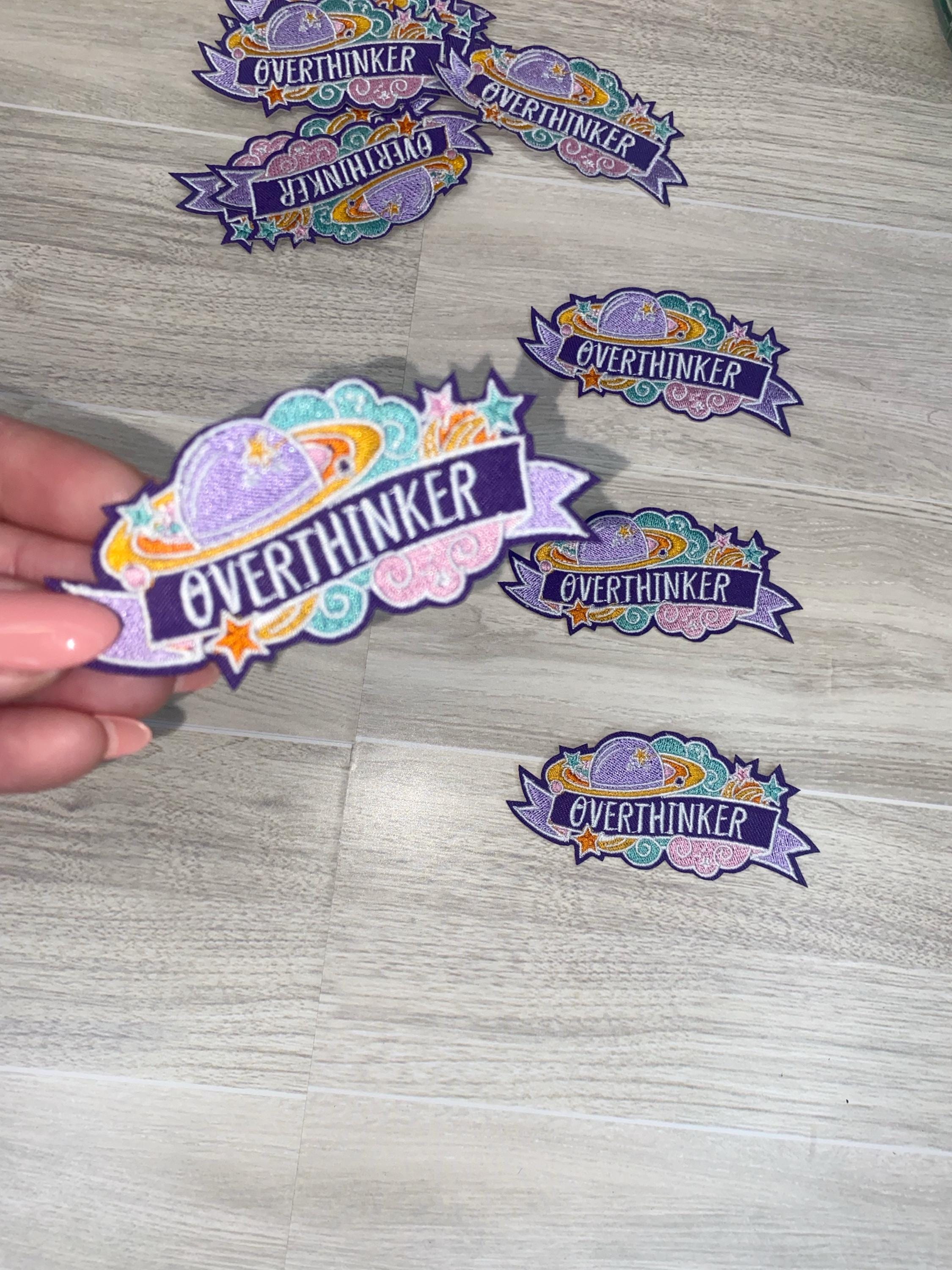 Over Thinker Embroidered Iron-On Patch, Space Themed, iron on, overthinker, overthinking