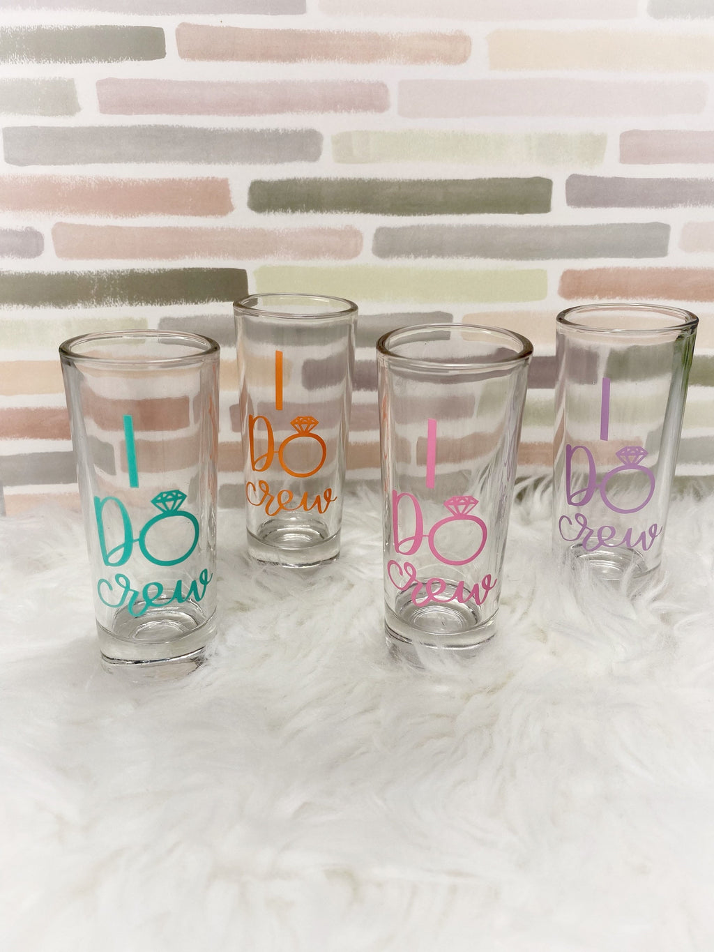 Pastel Bridesmaid Shot Glasses: Bridal Party Favors
