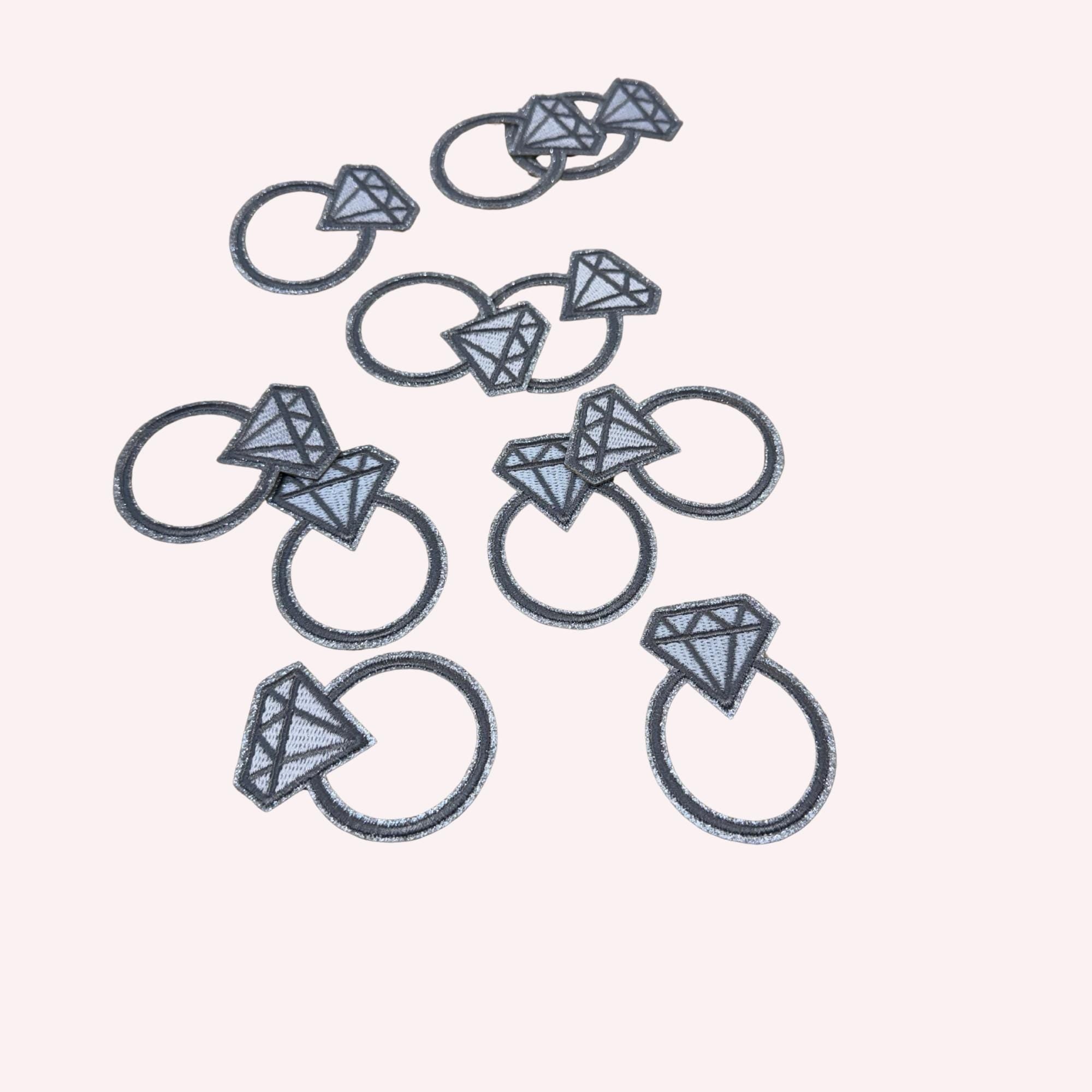 Diamond Ring Iron-On Embroidery Patch | Wedding Patch | Bride Jacket DIY | Single Ring Appliqué