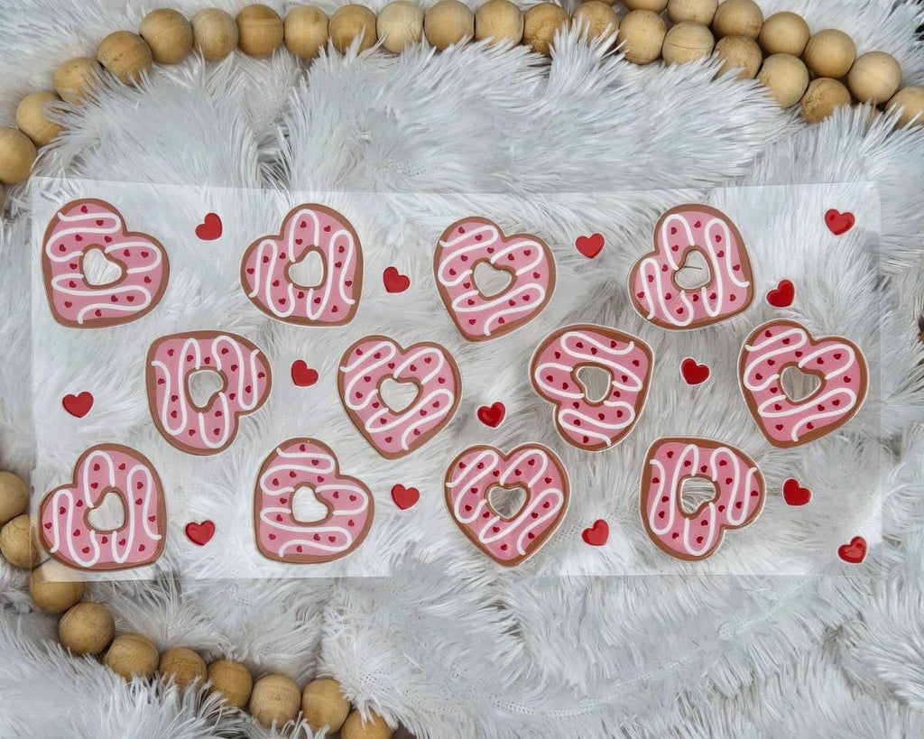Heart Sprinkled Donut UV DTF Wrap: 16oz Tumbler Decal