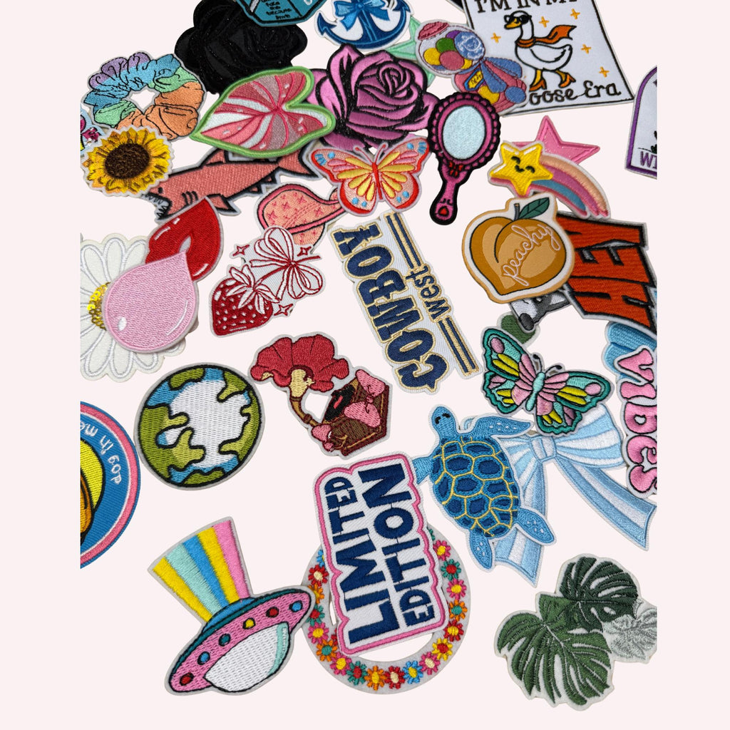 Playful Eclectic Patch Bundle – 40-Piece Iron-On Embroidery Set