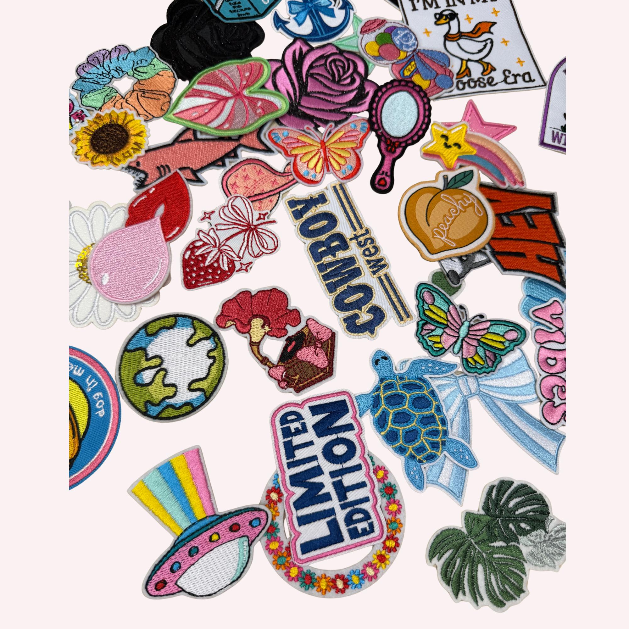 Playful Eclectic Patch Bundle – 40-Piece Iron-On Embroidery Set