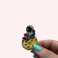Astronaut Sitting on the Moon Iron-On Embroidery Patch (Approx. 2 inches)