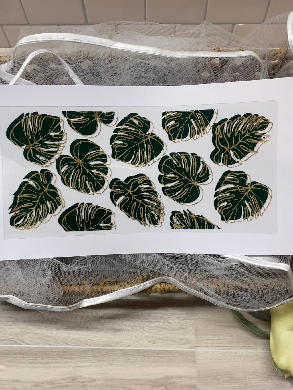Monstera Green Leaves UV DTF 16oz Cup Wrap