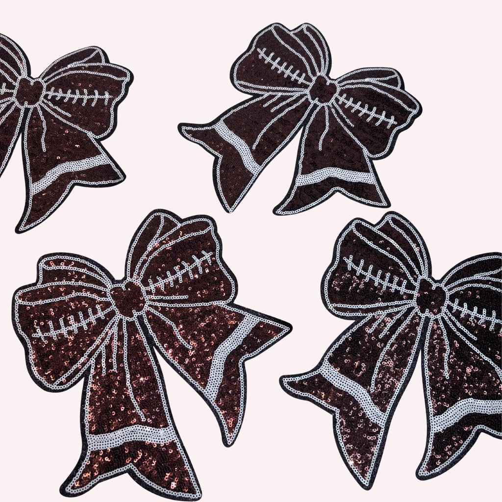 Sequin Football Bow Iron-On Patch