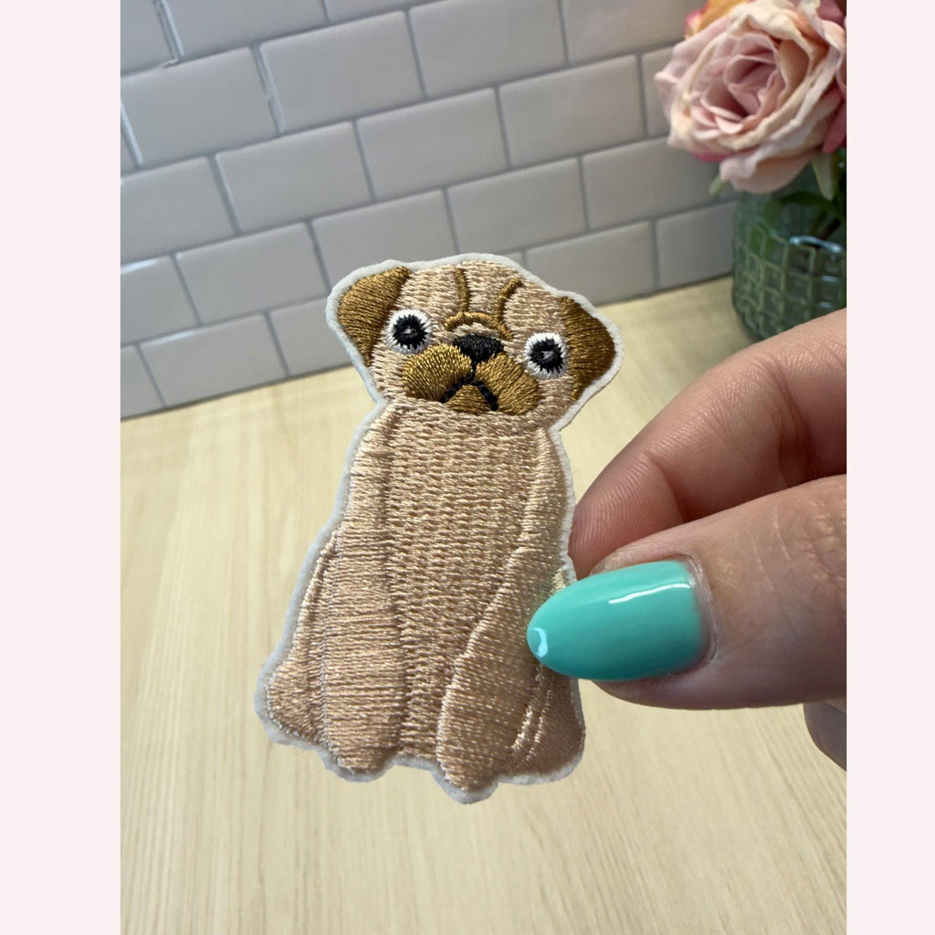 Small Pug Iron-On Embroidery Patch