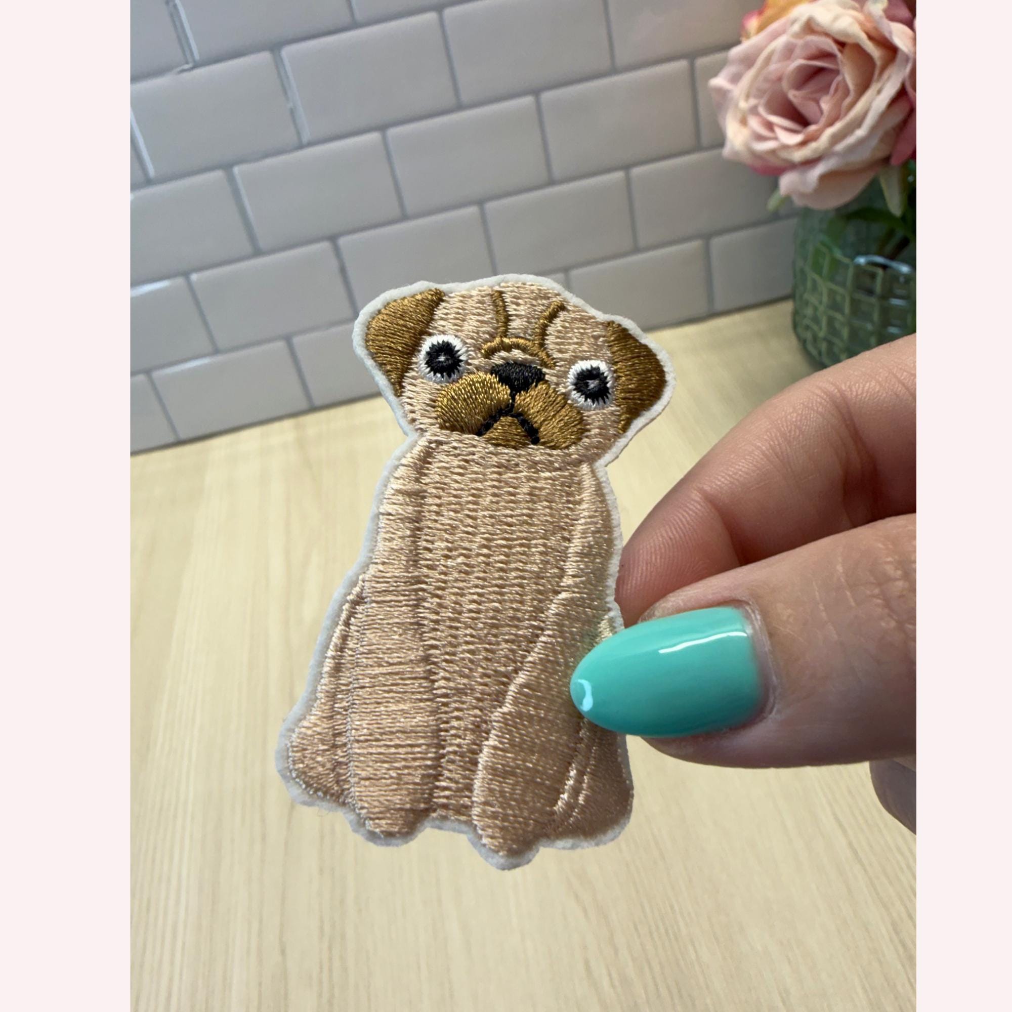 Small Pug Iron-On Embroidery Patch