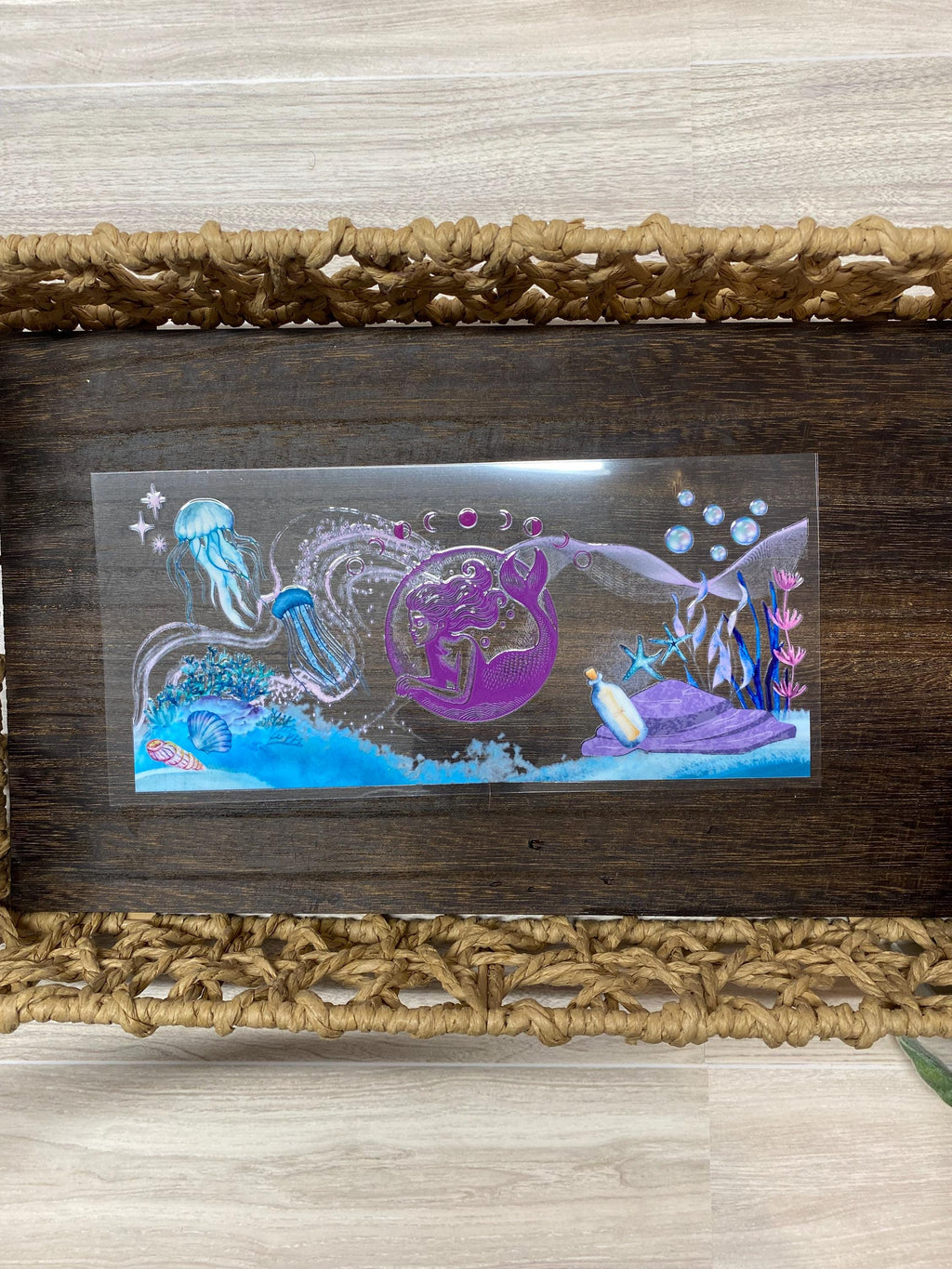 Mystical Mermaid UV DTF Wrap, 16oz Glass Cup, Under the Sea Theme