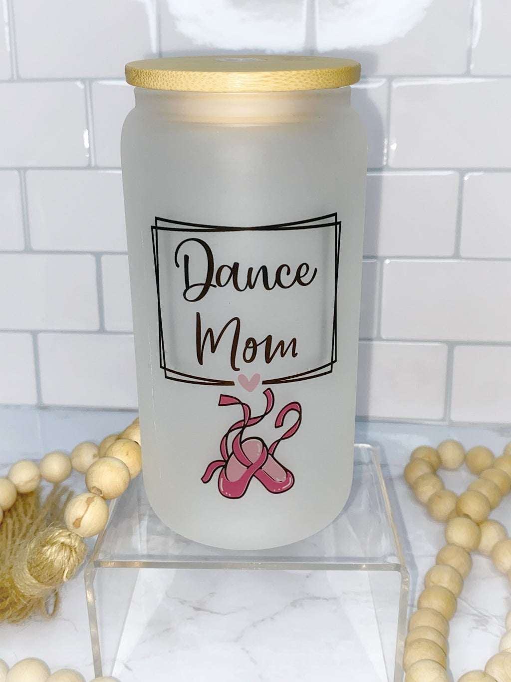 Frosted Mason Jar for Dance Mom: Gift for Ballet Recital