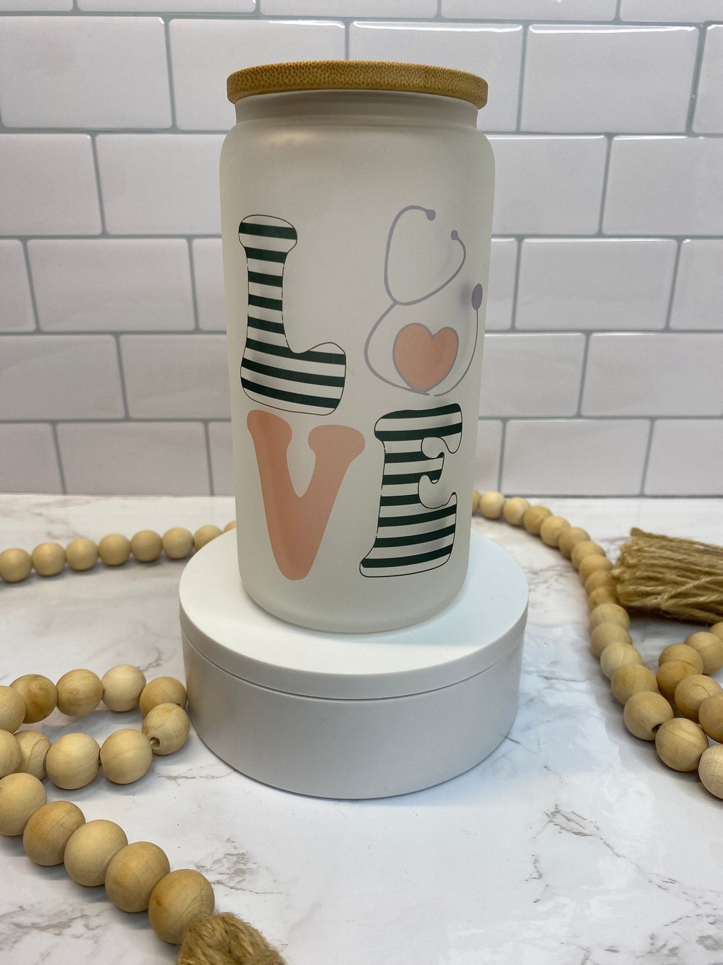 Nurse Themed Frosted Beer Can Glass
