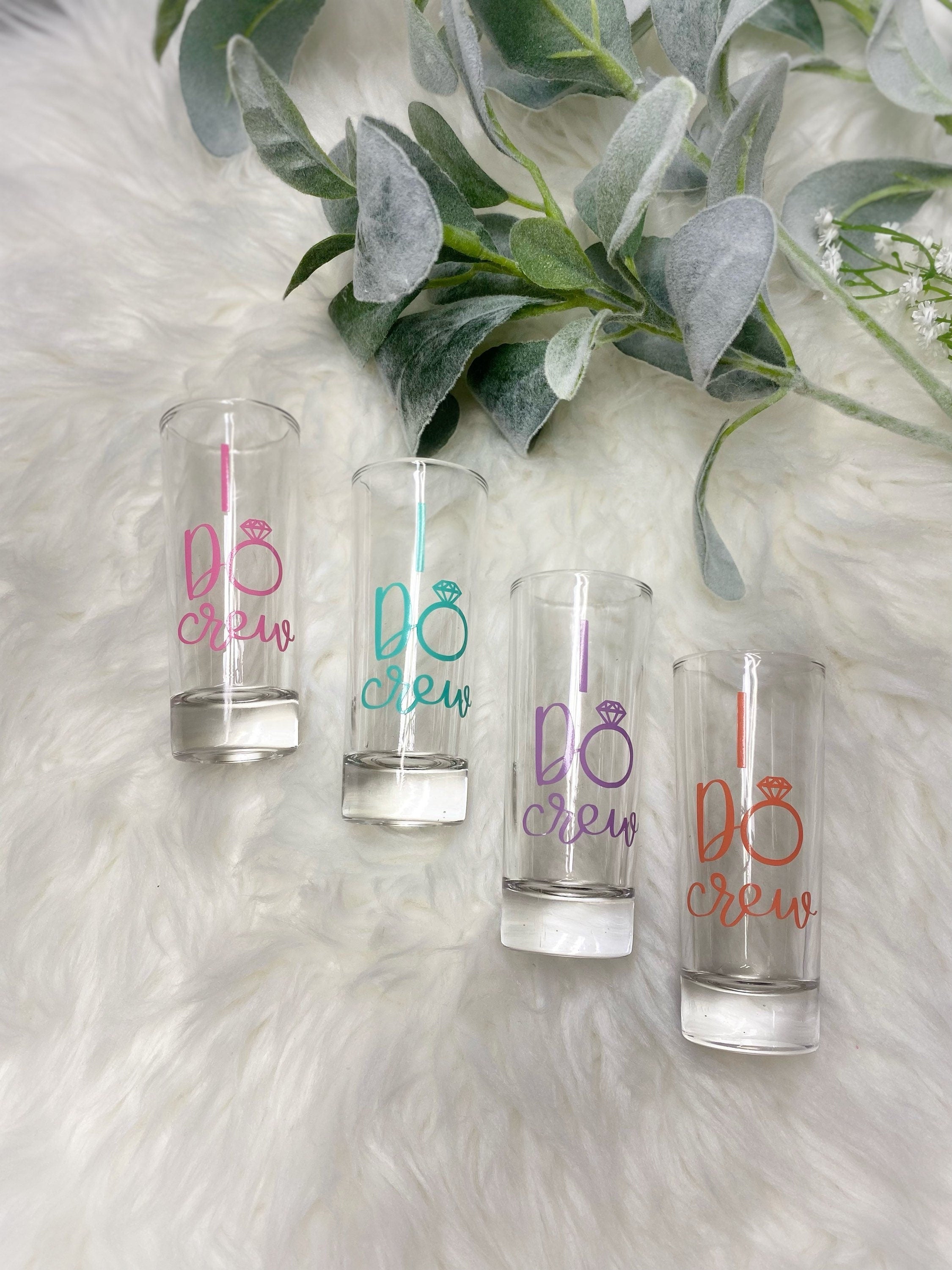 Pastel Bridesmaid Shot Glasses: Bridal Party Favors