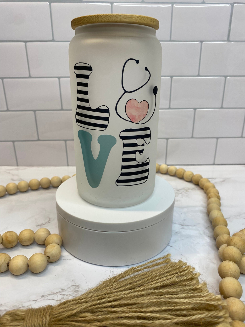 Nurse Themed Frosted Beer Can Glass