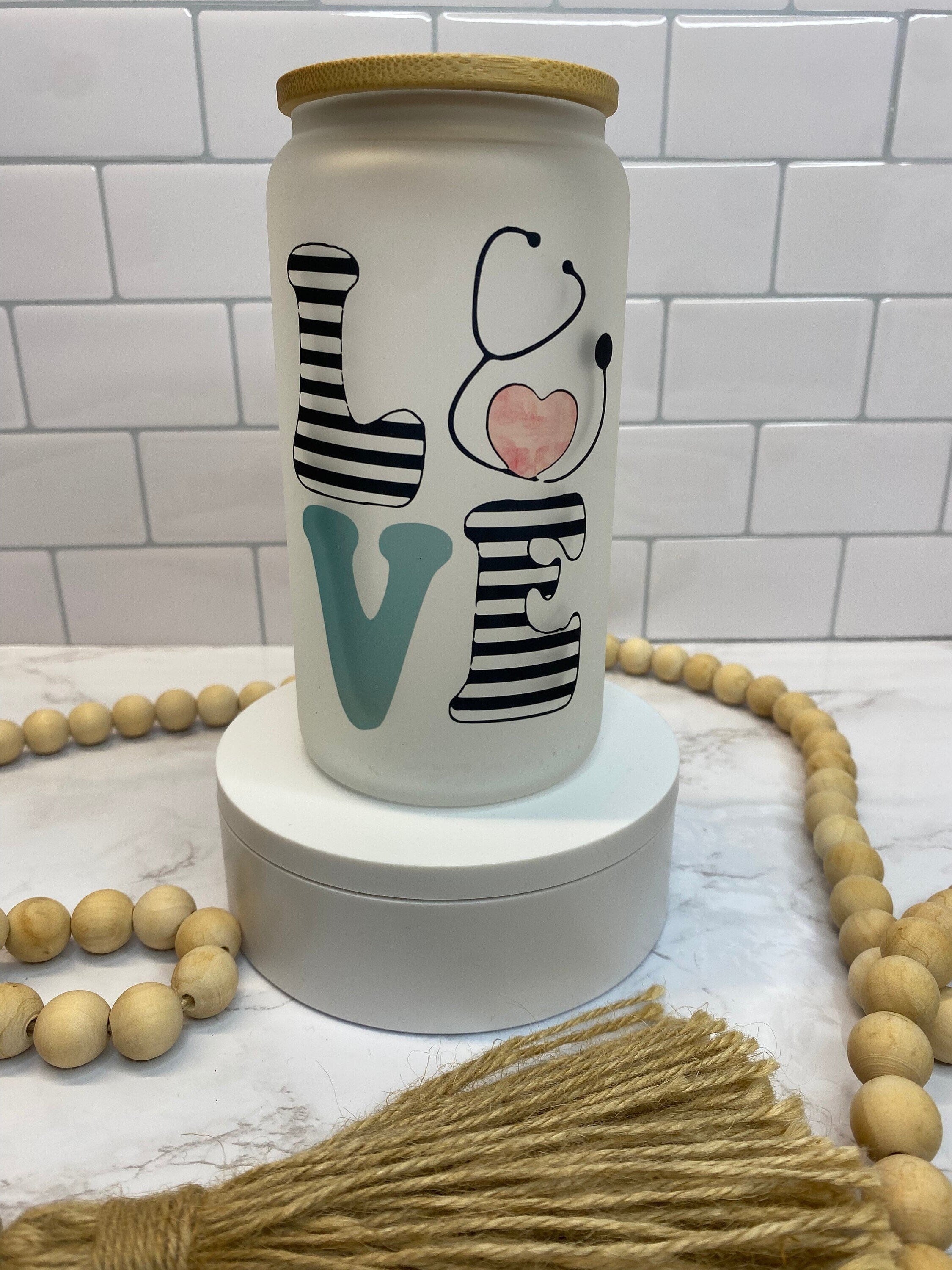 Nurse Themed Frosted Beer Can Glass