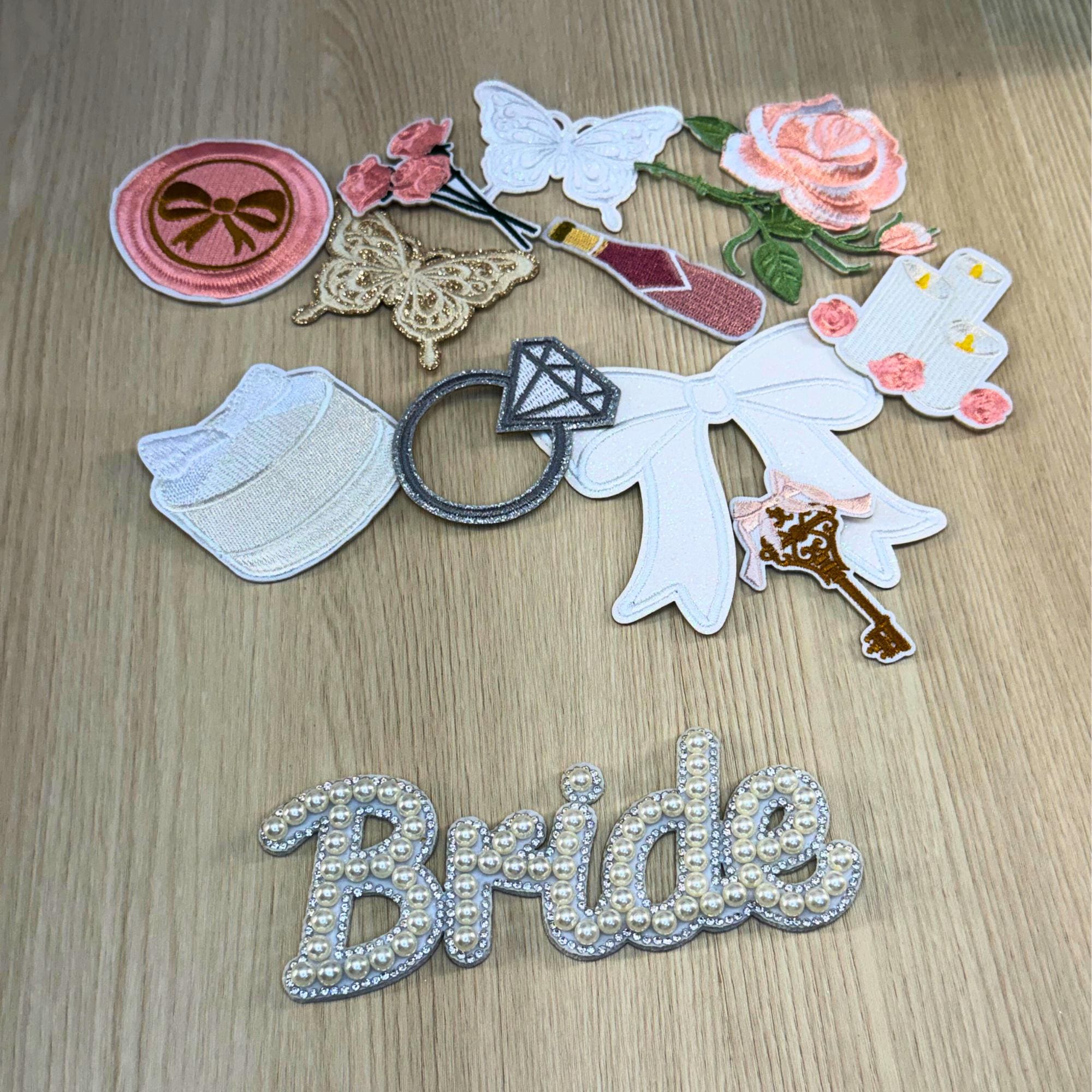 Embroidered Bride Iron On Patch Bundle | DIY Bachelorette Jacket Appliqués
