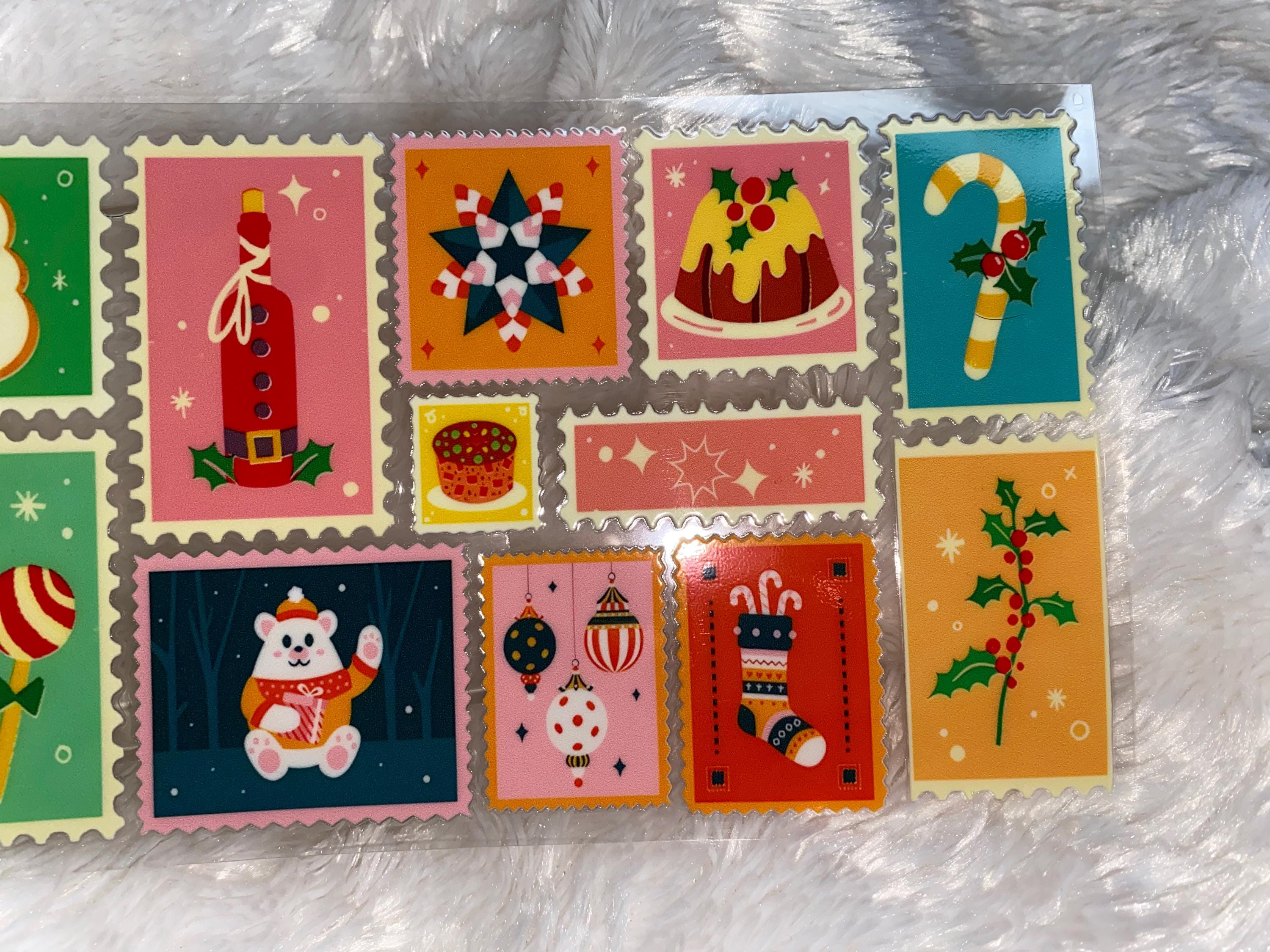 Christmas Stamps UV DTF 16oz Wrap: Tumbler Design
