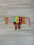 Colorful “Teacher” Chenille Patch | Large Iron-On Applique (9”)