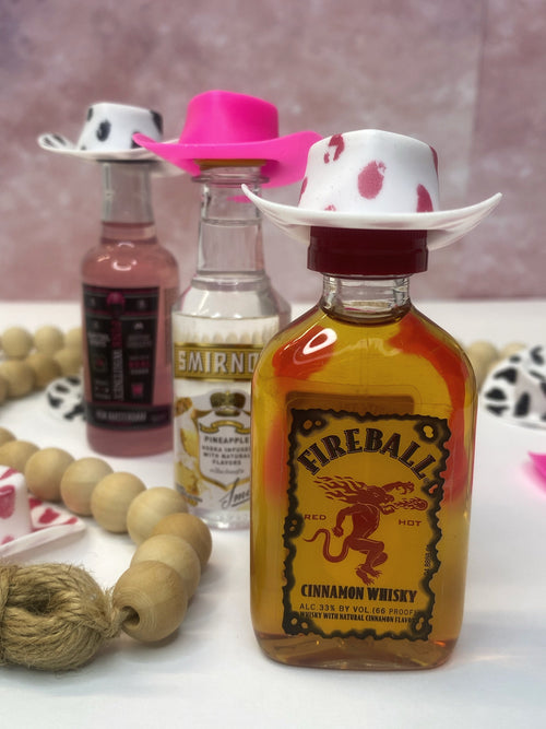 Bachelorette Cowboy Drink Hats: Mini Liquor Bottle Decor