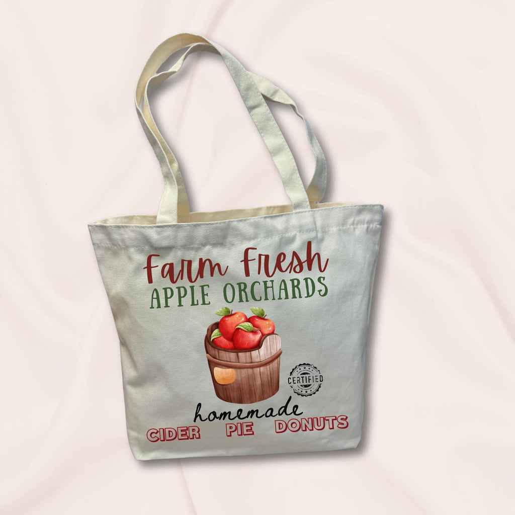 Farm Fresh Apple Orchards Canvas Tote Bag - Reusable Shopping Bag