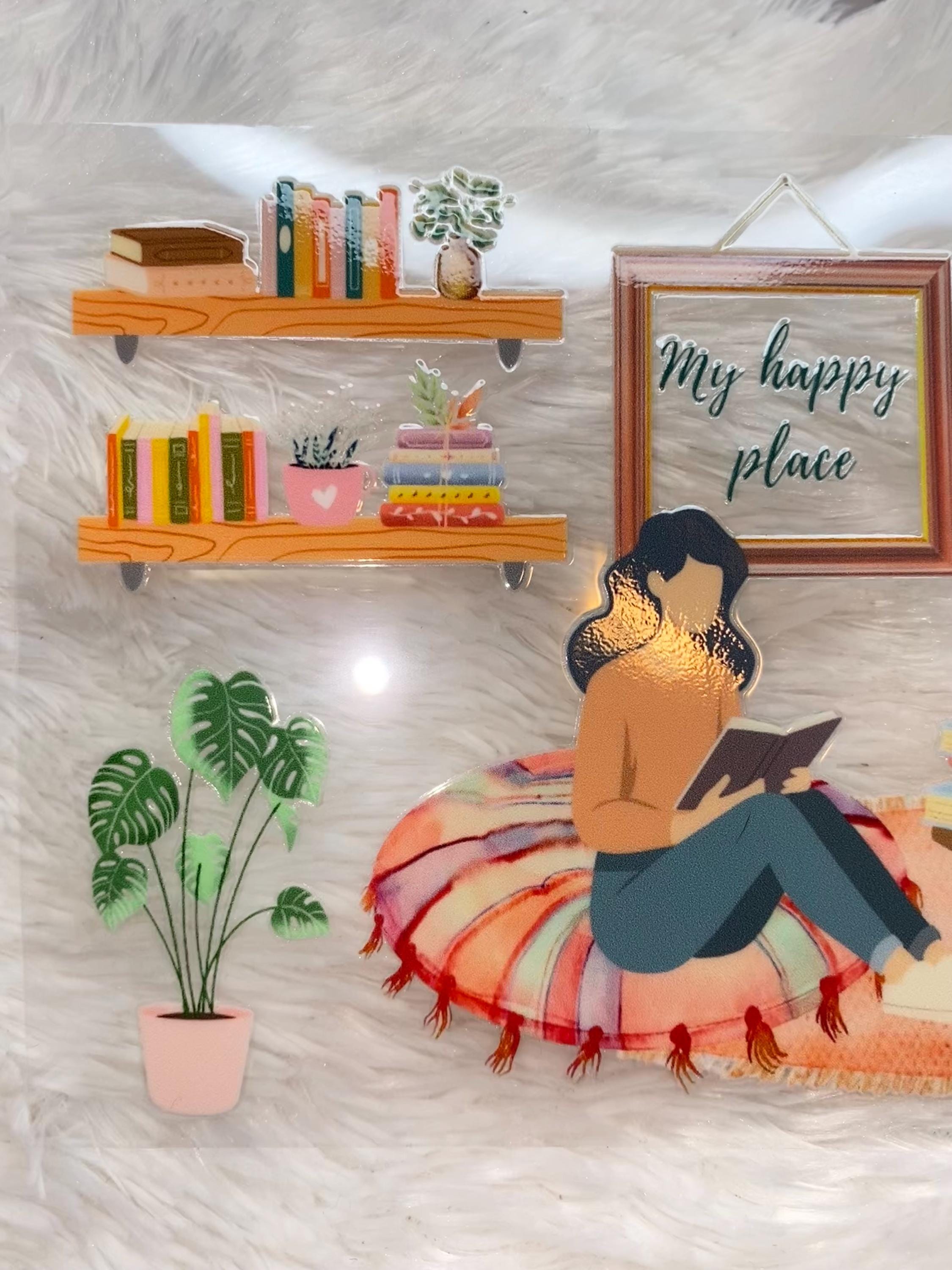 Plant Lover, UV DTF 16oz wrap, My Happy Place, Sitting with plants, Book Lover