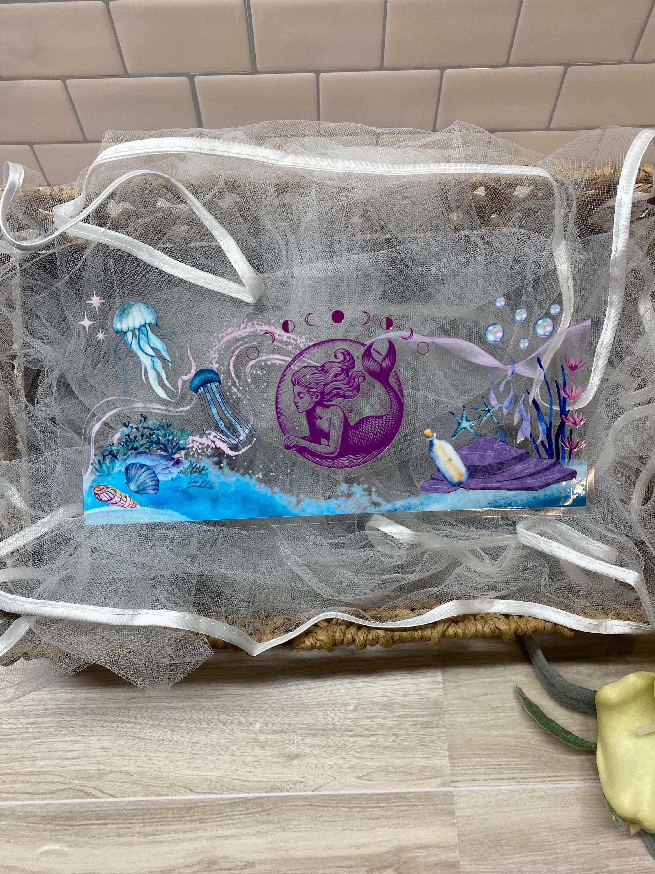 Mystical Mermaid UV DTF Wrap, 16oz Glass Cup, Under the Sea Theme