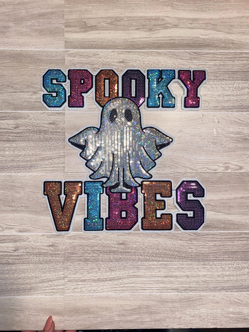 Sequin "SPOOKY" Iron-On Patch: Large Halloween Letter Applique