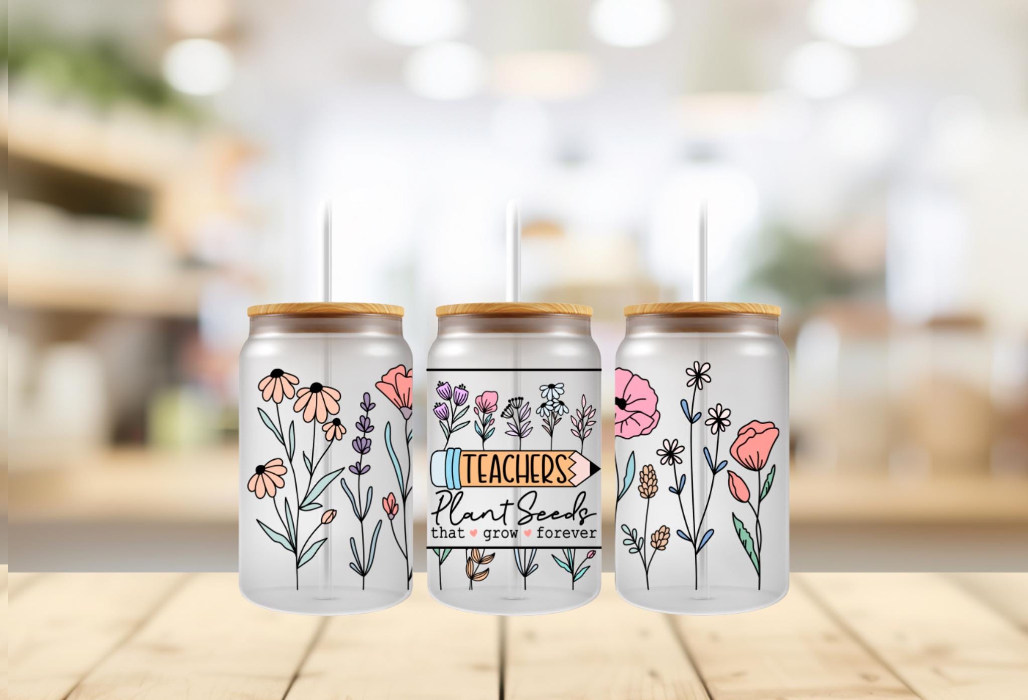 Teacher Appreciation 16oz Cup Wrap: Plant Seeds Design