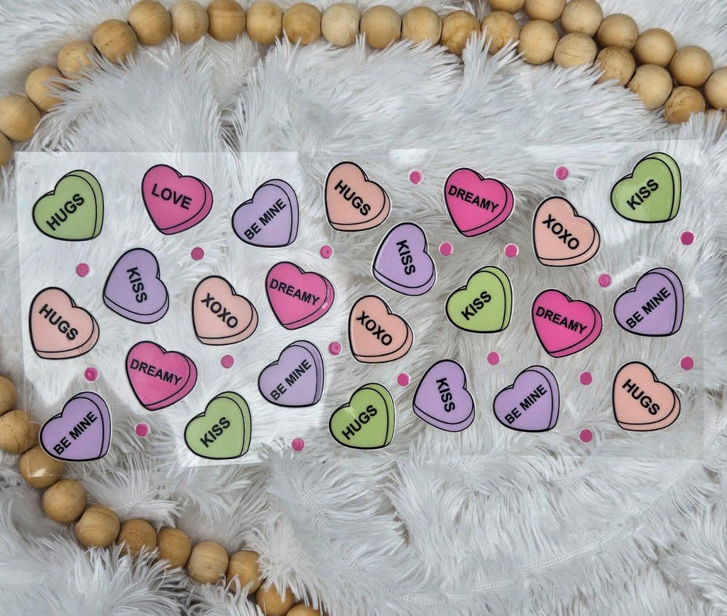 Pastel Hearts UV DTF Wrap: Valentines 16 oz Libbey Glass