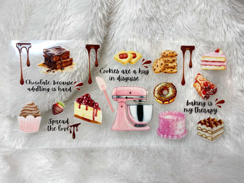 Sweet Treats UV DTF Wrap: 16oz Glass Can, Bakery Design