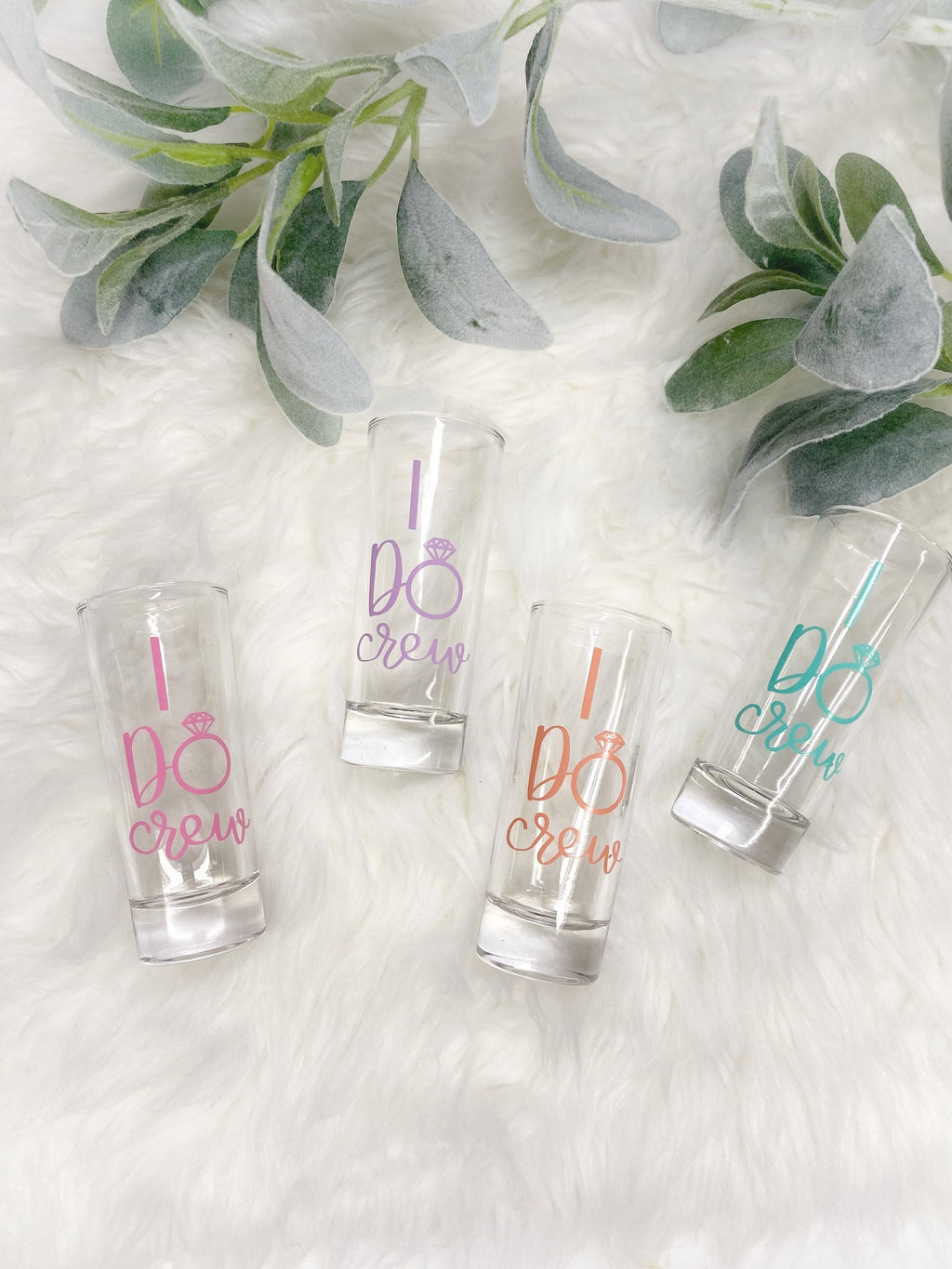 Pastel Bridesmaid Shot Glasses: Bridal Party Favors