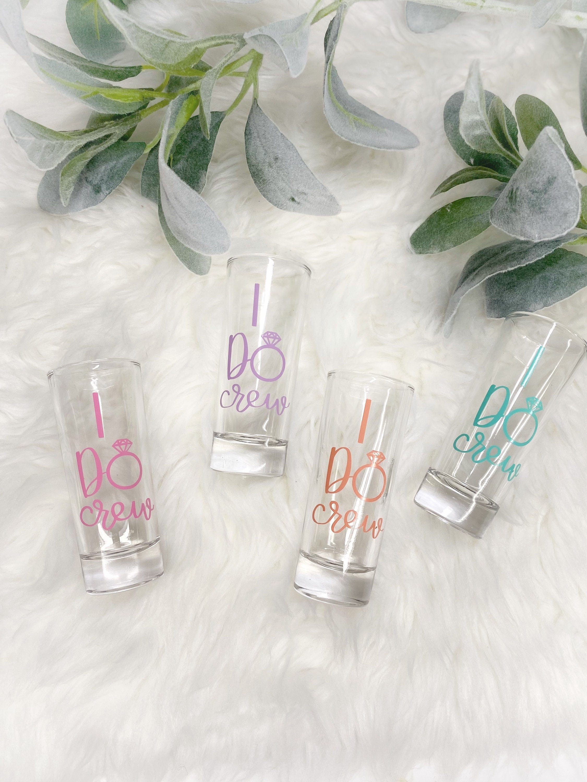 Pastel Bridesmaid Shot Glasses: Bridal Party Favors