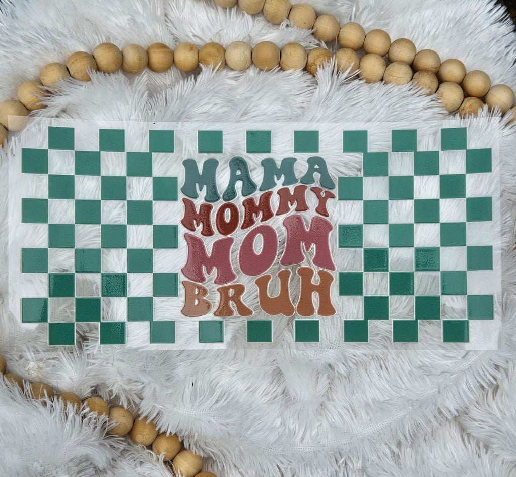 Retro Mama to Bruh UV DTF Wrap: 16oz Tumbler Decal