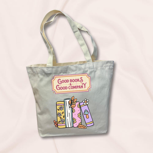 Book Lover Canvas Tote Bag: Good Books & Good Company